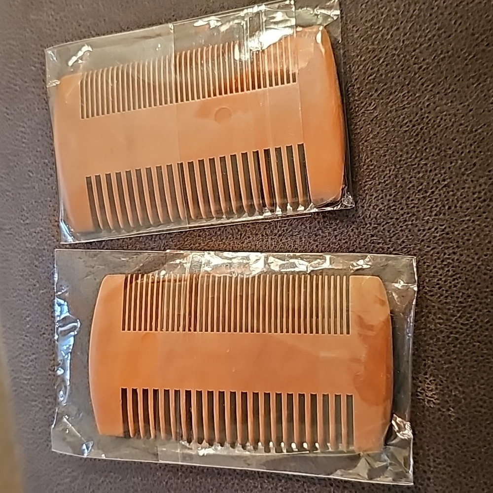 Natural wood beard comb